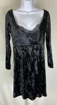 Free People Kat Black Velvet Mini Dress Women’s Size Medium MSRP $98 NWT • $21.60