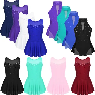 £15.46 • Buy Kid Girls Sparkly Rhinestone Skating Tutu Dress Ballet Dancewear Costume Leotard
