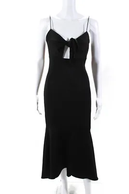 Aidan Aidan Mattox Womens Tie Front Spaghetti Strap Midi Maxi Dress Black Size 6 • $42.69