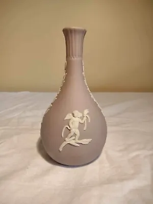 $62 • Buy Vintage Lilac Wedgwood Jasperware Cherub Cupid Bud Vase Mint!