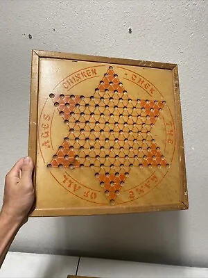 $20 • Buy Vintage Chinkerchek Chinese Checkers Wood Board Game Copyright 1937 No Marbles
