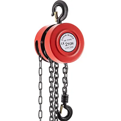 VEVOR 2 Ton/ 4400lbs Chain Hoist Puller Block Hardened Steel 8ft Lifting W/ Hook • $43.99