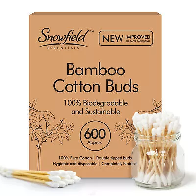 600 Bamboo Cotton Buds Wooden ECO Friendly Makeup Ear Swabs Biodegradable Vegan • £4.99