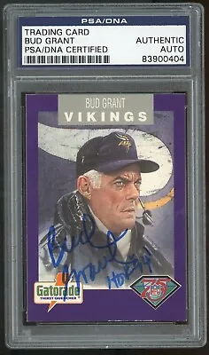 Bud Grant Signed Gatorade NFL HOF 75th Trading Card PSA/DNA Certified Autograph • $249.99