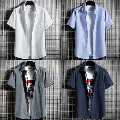 Shirt Short Sleeve Tops Blouse Button Men Fashion Button Down Casual Loose • £4.31