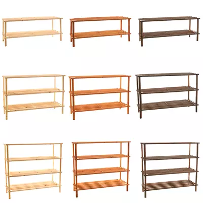 £11.95 • Buy 2 3 4 Tier Shoe Rack Slated Dark Oak Natural Walnut Wood Footwear Storage Unit