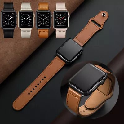 $8.95 • Buy Genuine Leather Band Strap For Apple Watch IWatch All Series 8 7 6 5 4 3 2 1 SE