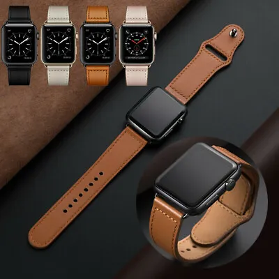 $8.95 • Buy Genuine Leather Strap Band For IWatch Apple Watch All Series 8 7 6 5 4 3 2 1 SE