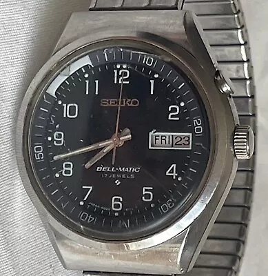 Seiko Bell-Matic 4006-6070 17 Jewels Automatic Black Dial Vintage Men's Watch • $85