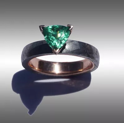 Custom Made Gibeon Meteorite & Green Sapphire Engagement Ring Jewelry 14k Gold! • $1777.55