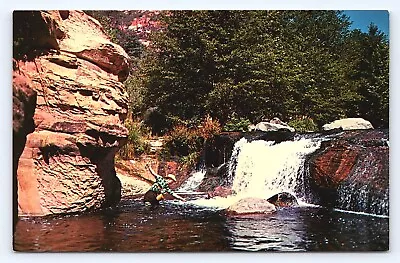 Oak Creek Canyon Waterfall Fly Fishing Swimming Spot Summer Vintage Postcard A28 • $9.95