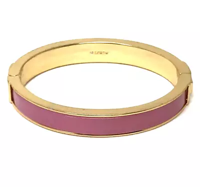 J CREW Pink Enameled Hinged Bangle Bracelet Oval Gold Tone Signed 3/8  Wide • $7.99