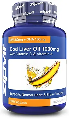 Zipvit Cod Liver Oil 1000Mg 360 Capsules Of High Strength Fish Oil Omega 3 • £22