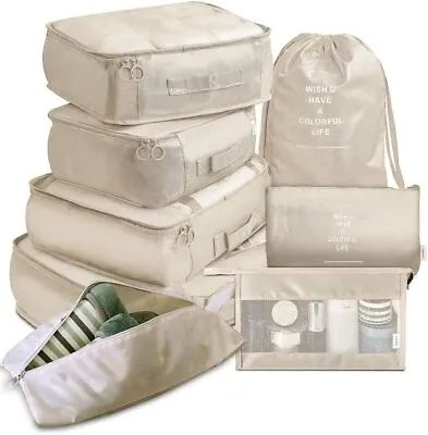 $16.99 • Buy Travel Packing Cubes 8pcs Travel Cubes Luggage Organiser Waterproof Suitcase Bag