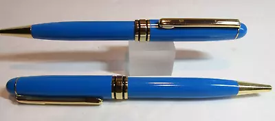 Set Of 2 Terzetti Executive Heavy Metal Brass Ballpoint Pen-sky Blue+pouch • $8.09