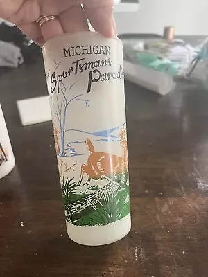 Vintage Michigan Souvenir Frosted Drinking Glass Sportsmen’s Paradise • $13.60