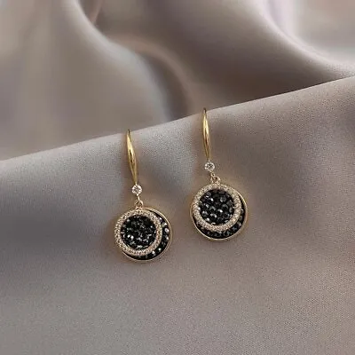 £3.42 • Buy Retro Boho Black Flower Crystal Drop Dangle Earrings Stud Women Party Jewelry