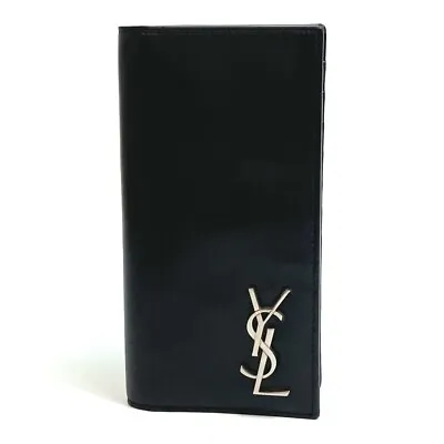 SAINT LAURENT PARIS 529981 Logo YSL Two Fold Long Wallet Leather Black • $676.50