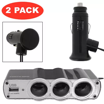 *1~3 PACK* Car Multi Socket Power Adapter For 3 Lighter Sockets And USB Port • $12.99