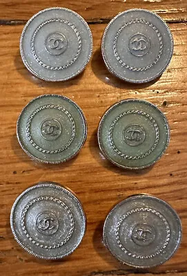 $68 • Buy CHANEL 100% Authentic Vintage Silver CC Logo Buttons/Charms/Earrings NEW/RARE(6)
