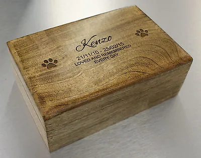 £16.95 • Buy Personalised Pet Memorial Ashes Pet Urn Cremation Wooden Casket Dog Cat Hamster 