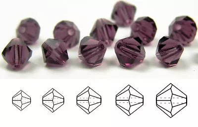 Czech Bicone Crystal Beads Amethyst Purple Color Diamond Rondelle • $1.96