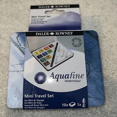 £8.99 • Buy Daler Rowney Aquafine Mini Travel Set Tin - 10 Colours & Mini Brush New