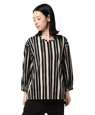 Marimekko Ilma Raide Striped Crew Neck 3/4 Sleeve Size L Casual Blouse Top • $59.99