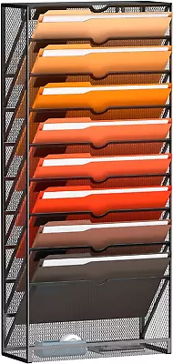 10 Tier Wall File Organizer Hanging Wall File Holder For Papers Files Clipboar • $62.99