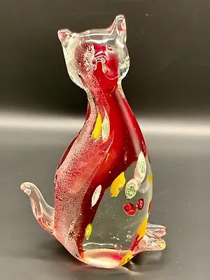 Murano Millefiori Glass Cat Sculpture - 7.25  • $90