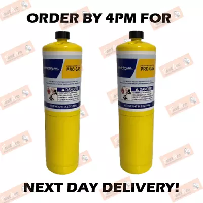 2 X Mapp Map Pro Plus Gas Disposable Bottle Plumbers Burner Cylinder 400g • £19.50