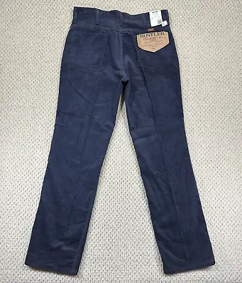 NEW Wrangler Rustler Straight Leg Cords Mens 34x32 Navy Corduroy Jeans Made USA • $29.99