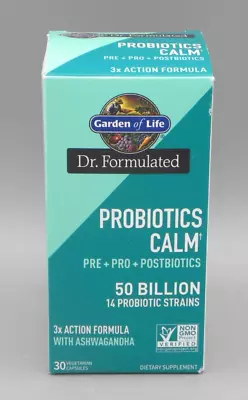 $29.99 • Buy Garden Of Life Probiotics Calm Pre+Pro+Postbiotics W Ashwagandha 30 Capsules NEW