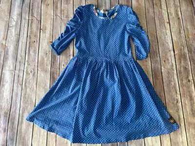 Matilda Jane Size 12 Friends Forever Reagan Lap Dress Blue Polka Dot B19 • $26.99