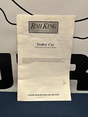 Mth Railking Trolley Car Manual • $4.99