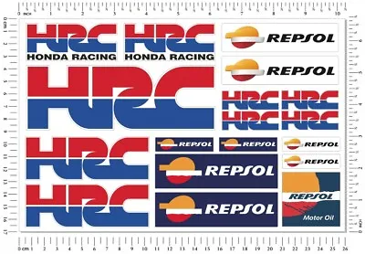 HRC Repsol Honda Racing Motorcycle Decals Laminated 16 Stickers Set CBR RR  • £8.36