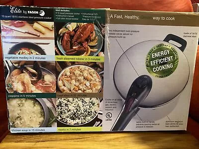 Fagor Elite Pressure Cooker Canning Set~10 QT~NEW OPEN BOX 18/10 Stainless • $59