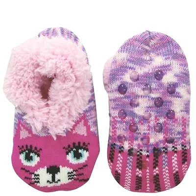 Jacques Moret Big Girls' Teddy Faux Fur Pink Bunny Sock Sock 6-8.5 Shoe 7.5-3.5 • $8.50