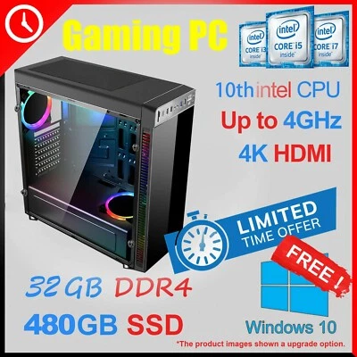 $787 • Buy Intel I7 Computer  32g RAM 2TB Home Office & Gaming Desktop PC Win11 Pro X3A