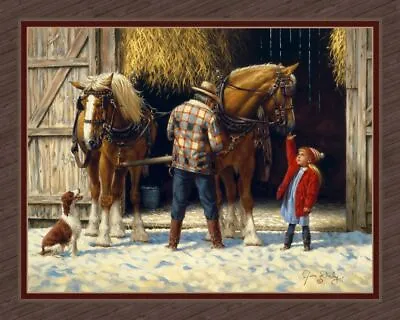 $13 • Buy Hitching Up Horse Farm Nostalgic - Fabric Quilt Panel - 100% Cotton - 36  X 45 