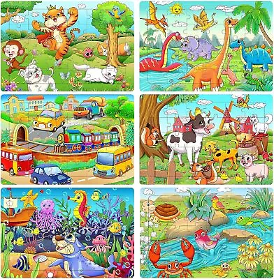 Wooden Jigsaw Puzzles For Kids 3-6 Year Olds Dinosaur Animals 30 Piece • £16