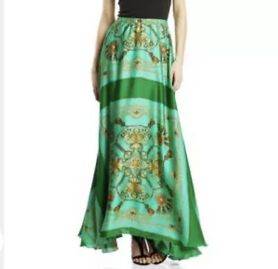 Gorgeous VON VONNI Maxi Skirt Long Green Skirt Printed Size Large • $49