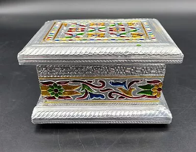 Wooden With Metal Filigree Meenakari Dry Fruit Gift Jewelry Box • $15