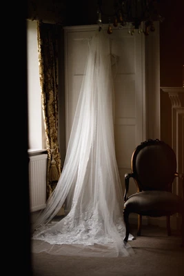 £79.99 • Buy One Tier Chapel Length Tulle Veil - Crystal & Pearl Embellishment
