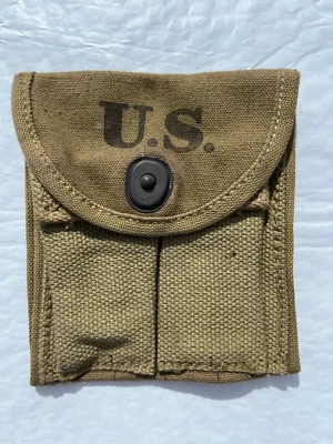 $15 • Buy US Army USMC Marine WW2 M-1 CARBINE KHAKI BUTT STOCK AMMO POUCH EXC '43 Vtg RARE