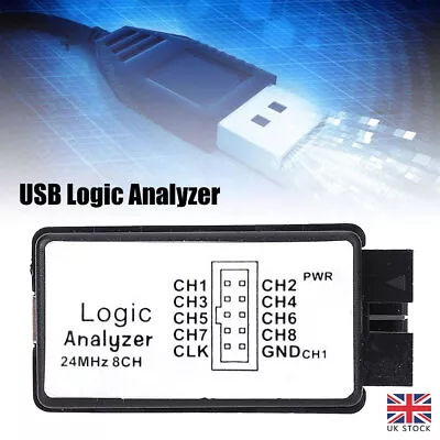 24MHz 8 Channel USB Logic Analyzer 8 CH Logic Analyzer Tool For MCU ARM FPGA New • £9.99