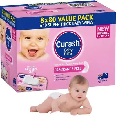 $23.99 • Buy Curash Babycare Baby Wipes 640 Pack - Fragrance Free