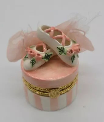 1999 Mud Pie Prima Ballerina Pink Ballet Slippers Trinket Box • $16