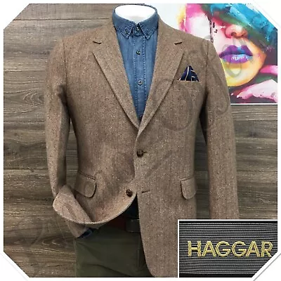 Vintage Haggar Mens Tweed Blazer Sport Coat Casual Jacket Size 42R Wool Suit • $89.95