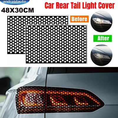 2x Car Rear Tail Light Cover Black Honeycomb Sticker Tail-lamp Decal Accessories • $8.99